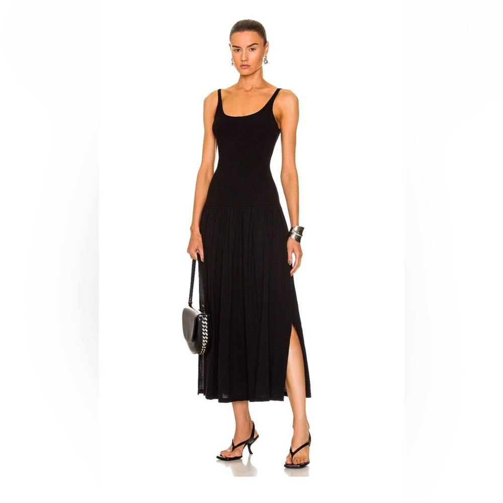 Bassike Rib Drop Waist Dress in Black